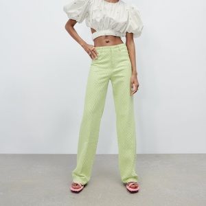 ZARA GINGHAM STRAIGHT LEG PANTS‎